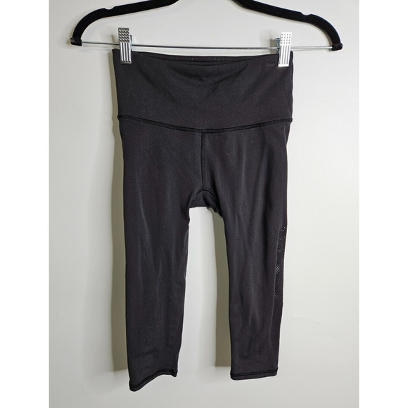 Lululemon Leggings Reveal Crop 15" Yoga Vent Seamless Women's XS Black - Picture 1 of 11
